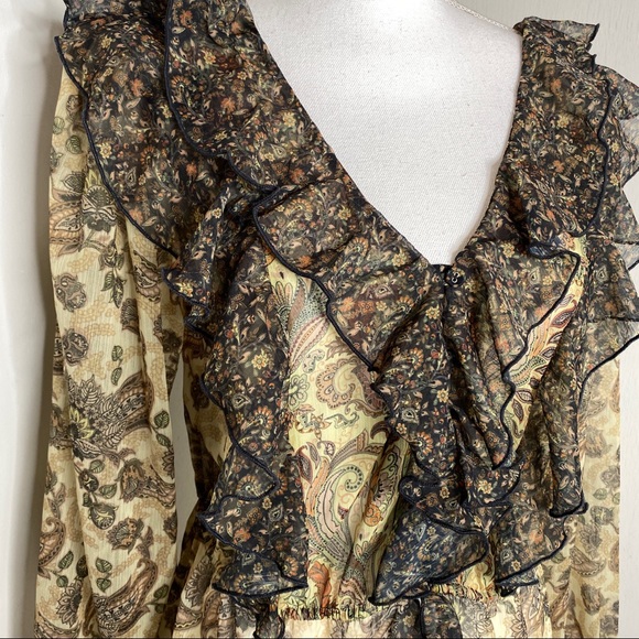 Anthropologie Let Me Be Sheer Femme Maxi Boho Ruffle Hi-Low Tops Size S NWT - Picture 7 of 16